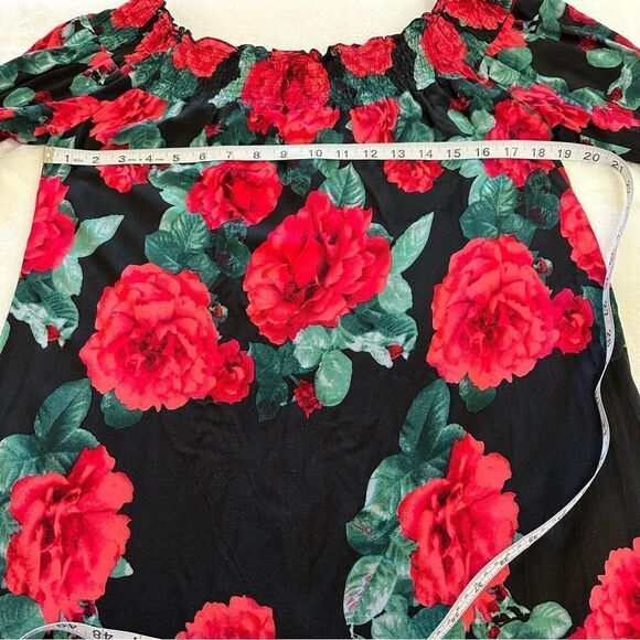 The Hanger red floral print off the shoulder tunic size M - Picture 8 of 8